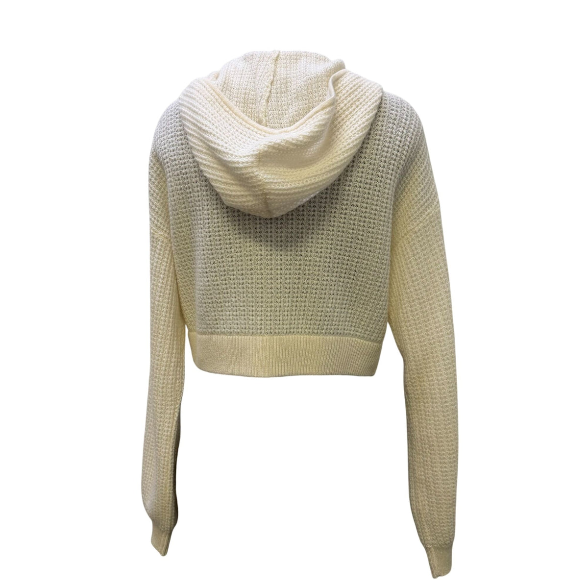 Alo Cropped Cream Cashmere Hooded Jacket Small