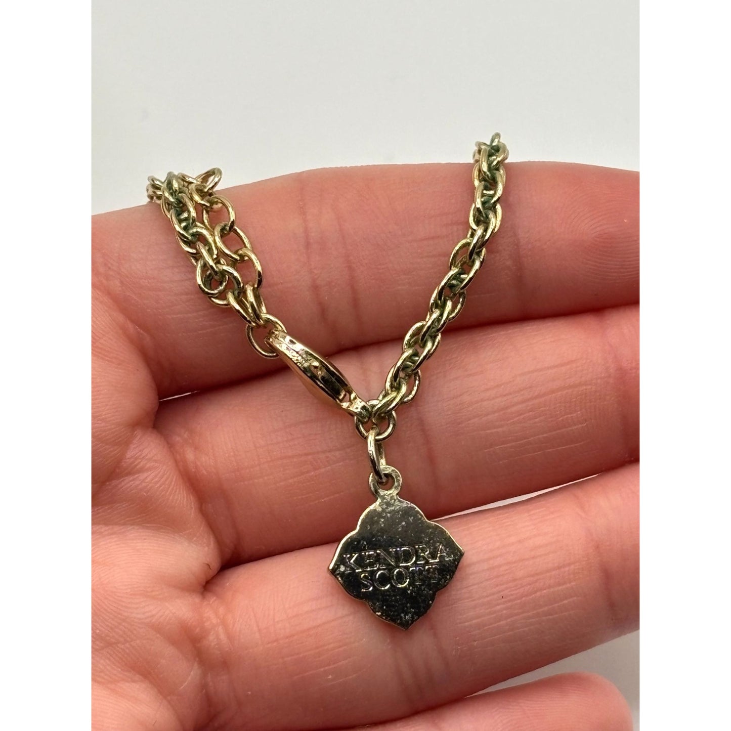 Kendra Scott Gold Chain Necklace With Pink Oval Stone & Tassel Pendant