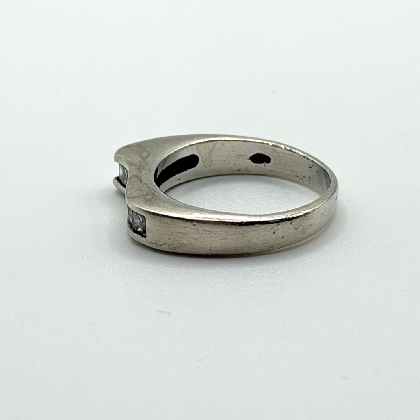 Sterling Silver 925 CZ Band Ring With Curved Design