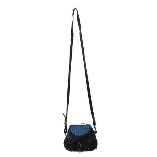 Vintage Bottega Veneta Black Woven Crossbody Bag