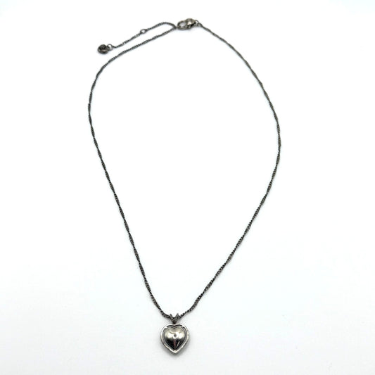 Vintage Brighton Heart Crystal Pendant Necklace In Antique Silver Tone