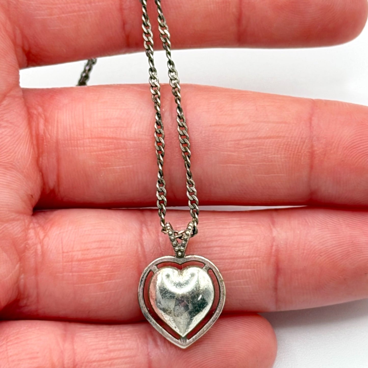 Vintage Brighton Heart Crystal Pendant Necklace In Antique Silver Tone