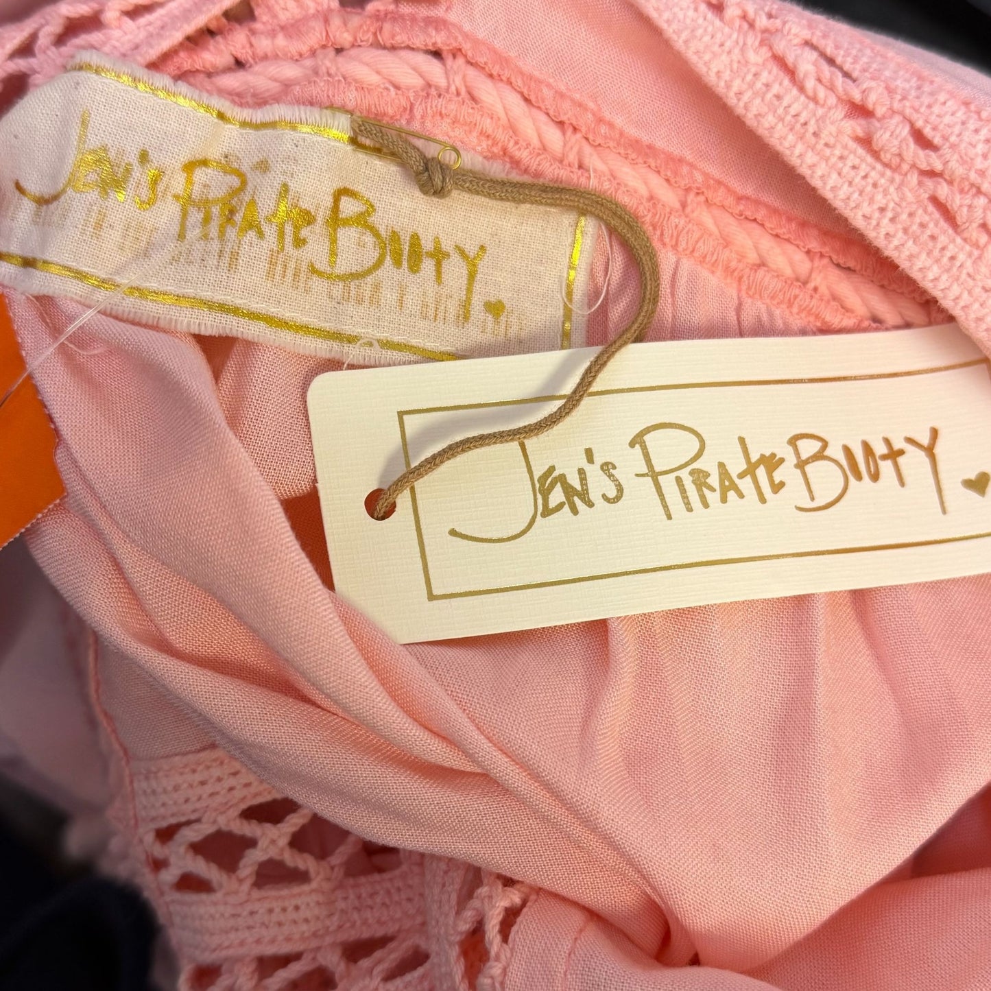 Jen's Pirate Booty Pink Ombre Crochet Maxi Dress V-Neck S