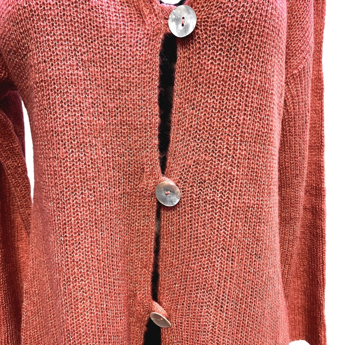 NWT Soft Surroundings Light Rust Hooded Knit Cardigan Sweater Size S