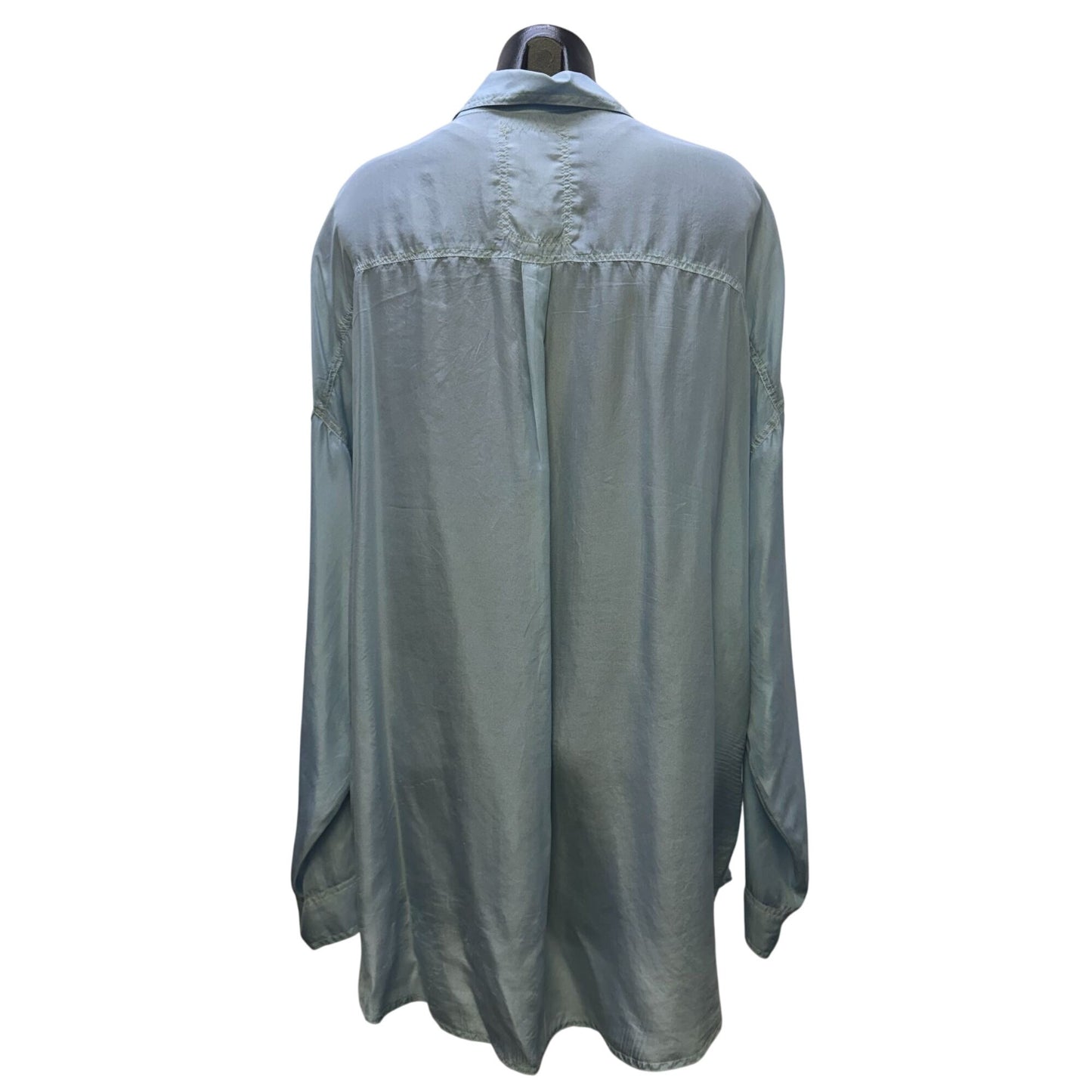 Pete & Greta Light Blue Silk Button-Up Blouse Size L