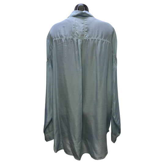 Pete & Greta Light Blue Silk Button-Up Blouse Size L
