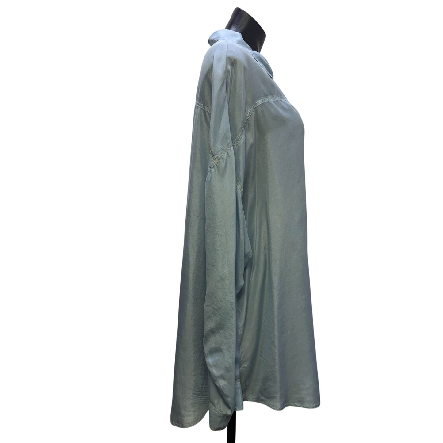 Pete & Greta Light Blue Silk Button-Up Blouse Size L