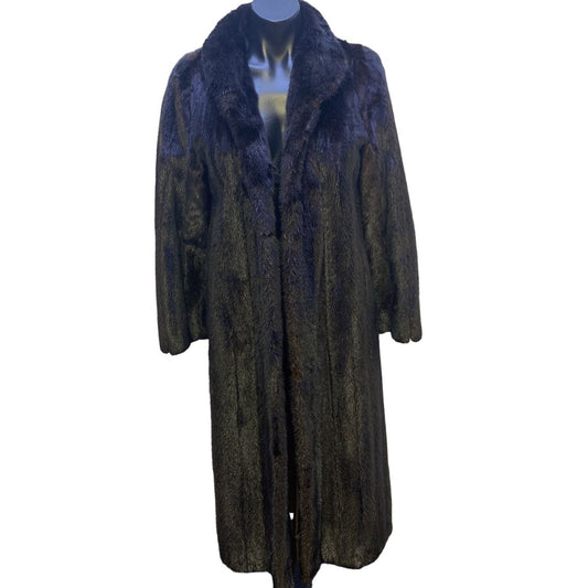 *Blackglama Dark Brown Mink Fur Full Length Coat Small
