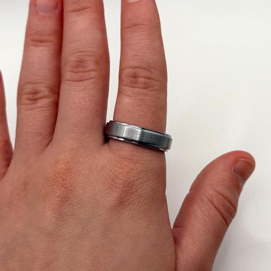 Tungsten Carbide Band Silver Tone Ring Size 9
