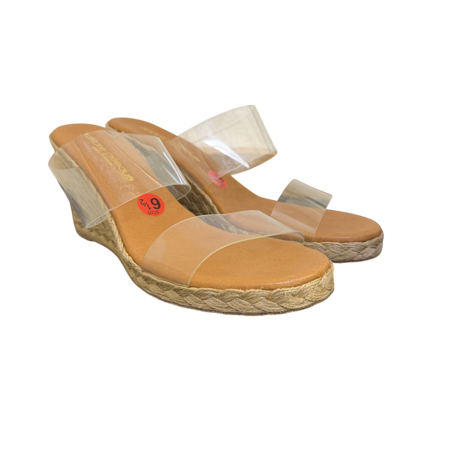 Andre Assous Clear Strap Espadrille Wedge Sandals Size 6.5