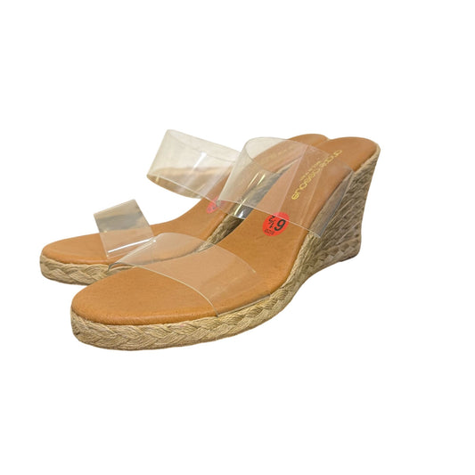 Andre Assous Clear Strap Espadrille Wedge Sandals Size 6.5