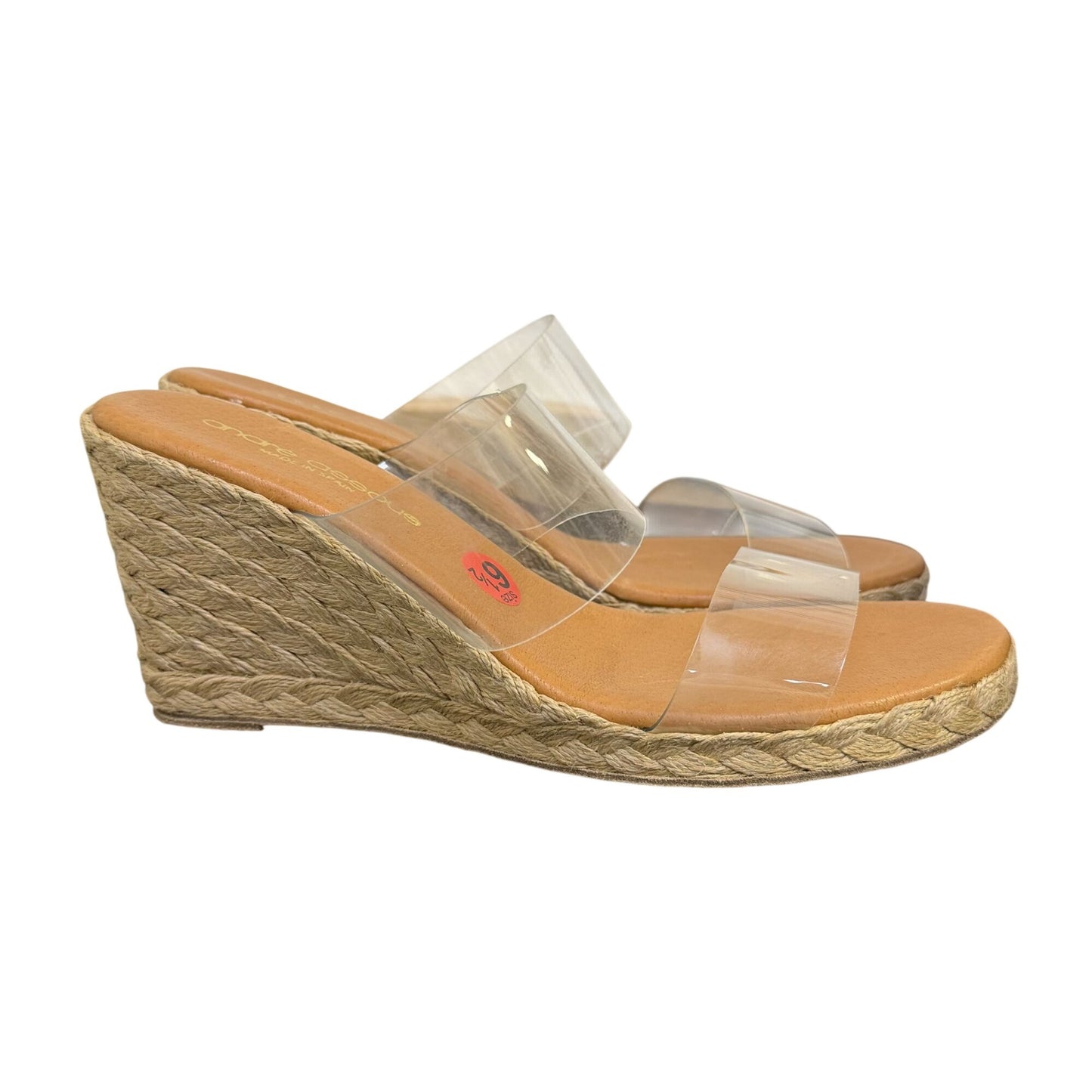 Andre Assous Clear Strap Espadrille Wedge Sandals Size 6.5
