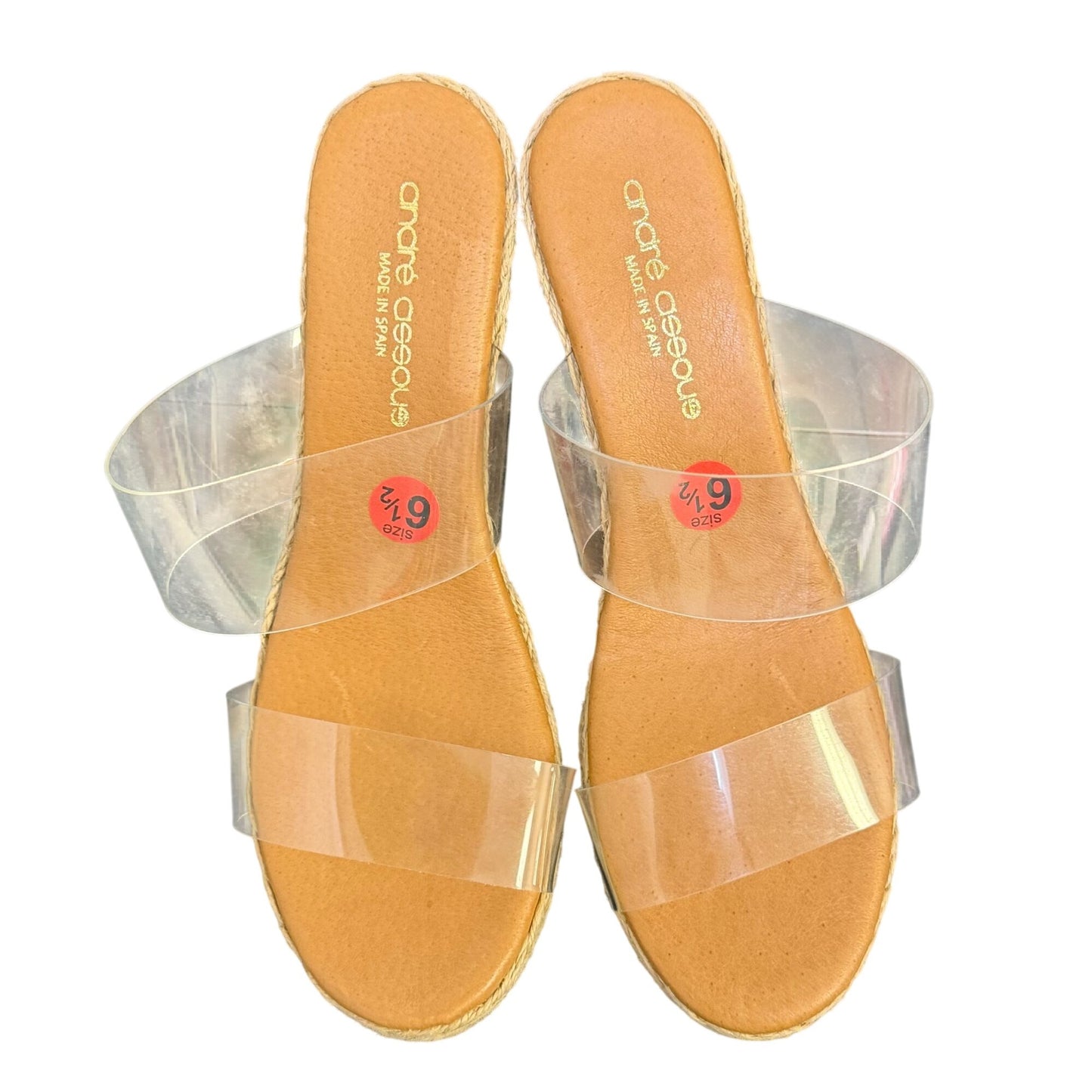 Andre Assous Clear Strap Espadrille Wedge Sandals Size 6.5