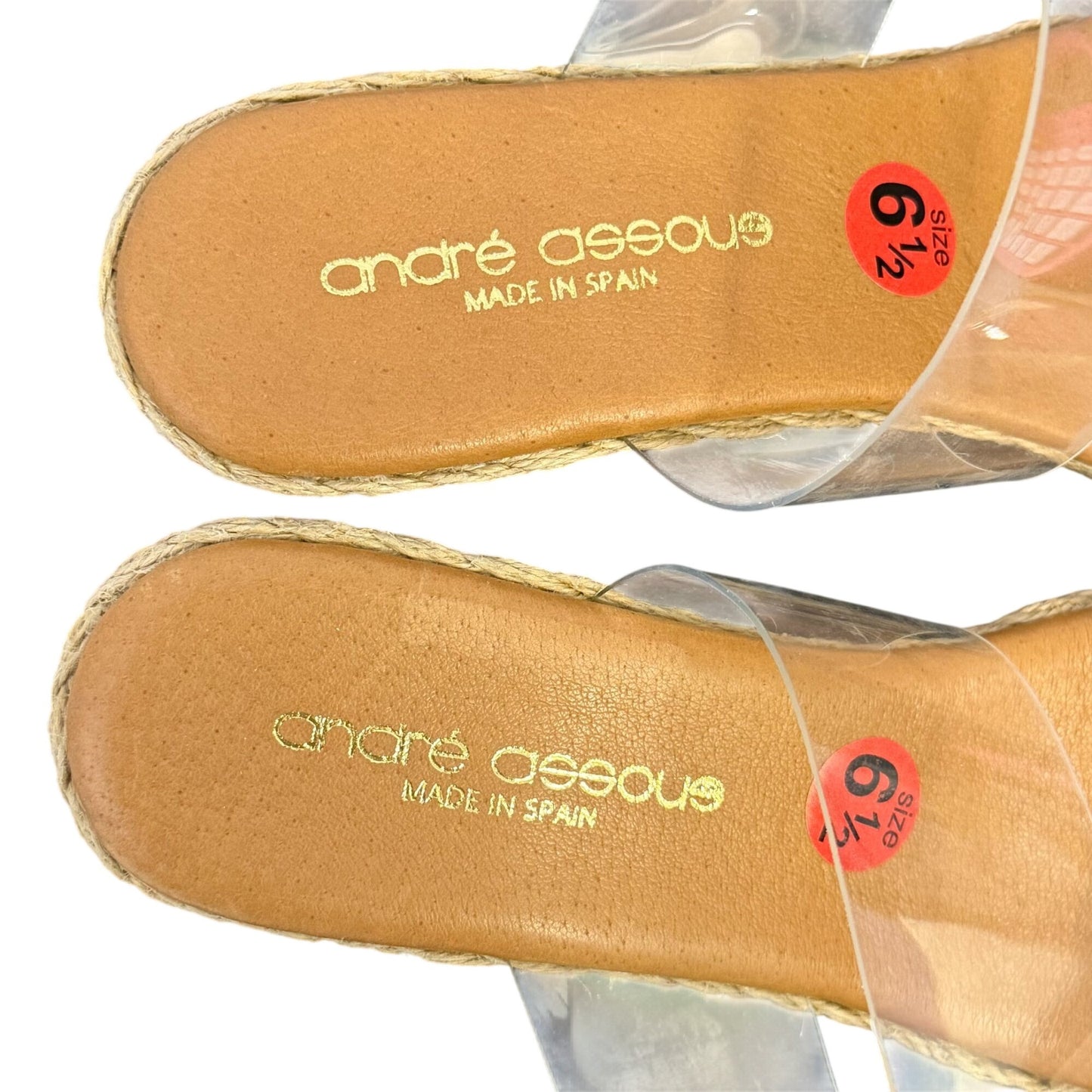 Andre Assous Clear Strap Espadrille Wedge Sandals Size 6.5