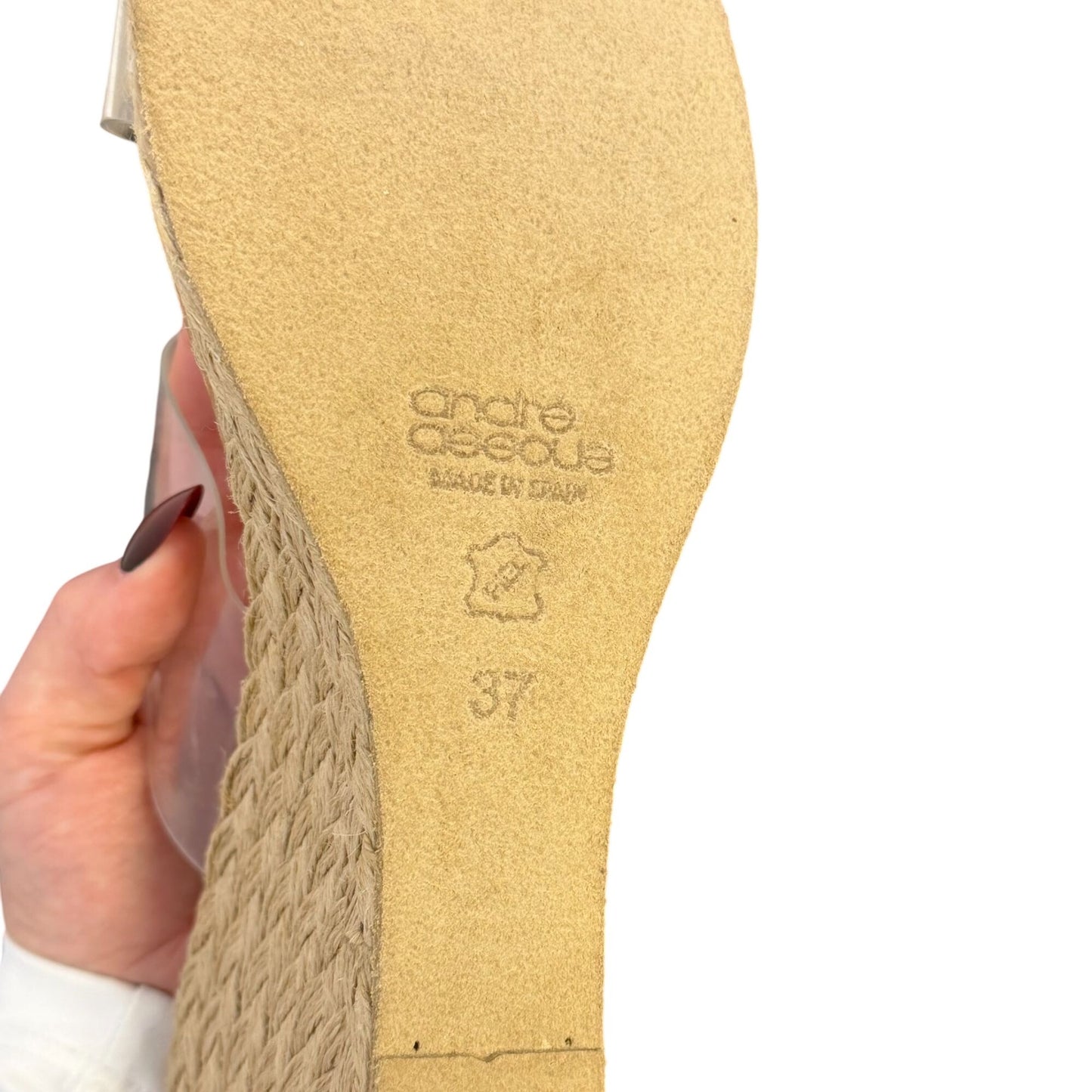 Andre Assous Clear Strap Espadrille Wedge Sandals Size 6.5