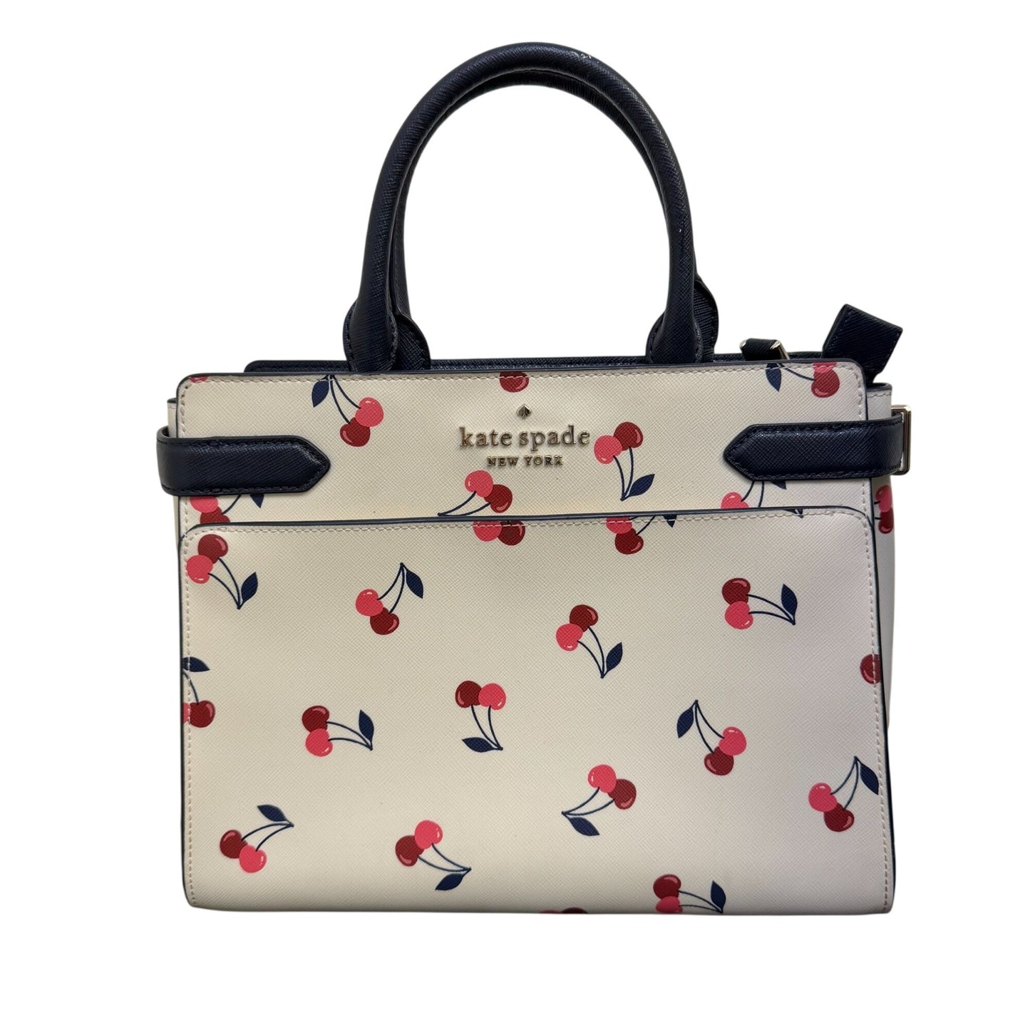 Kate Spade New York Cherry Print Satchel Crossbody Bag In Navy & Cream