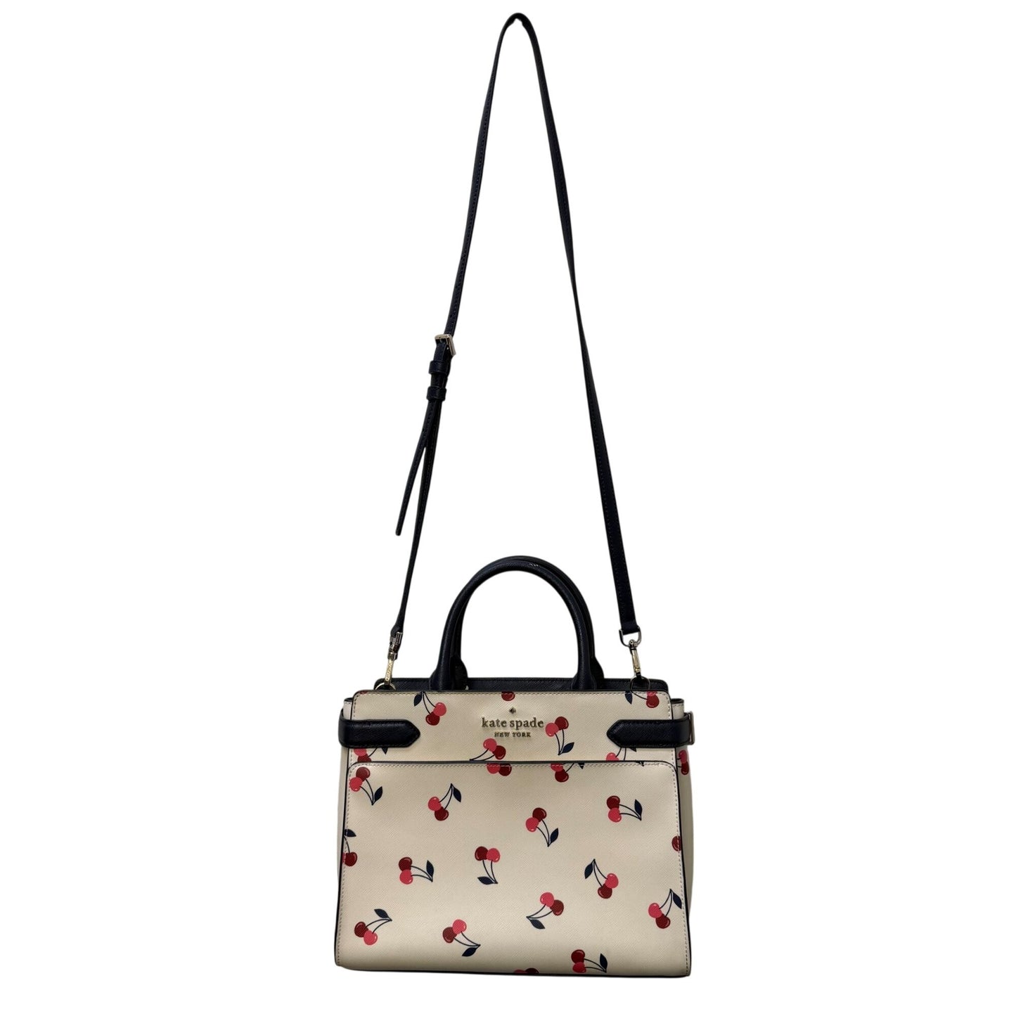 Kate Spade New York Cherry Print Satchel Crossbody Bag In Navy & Cream
