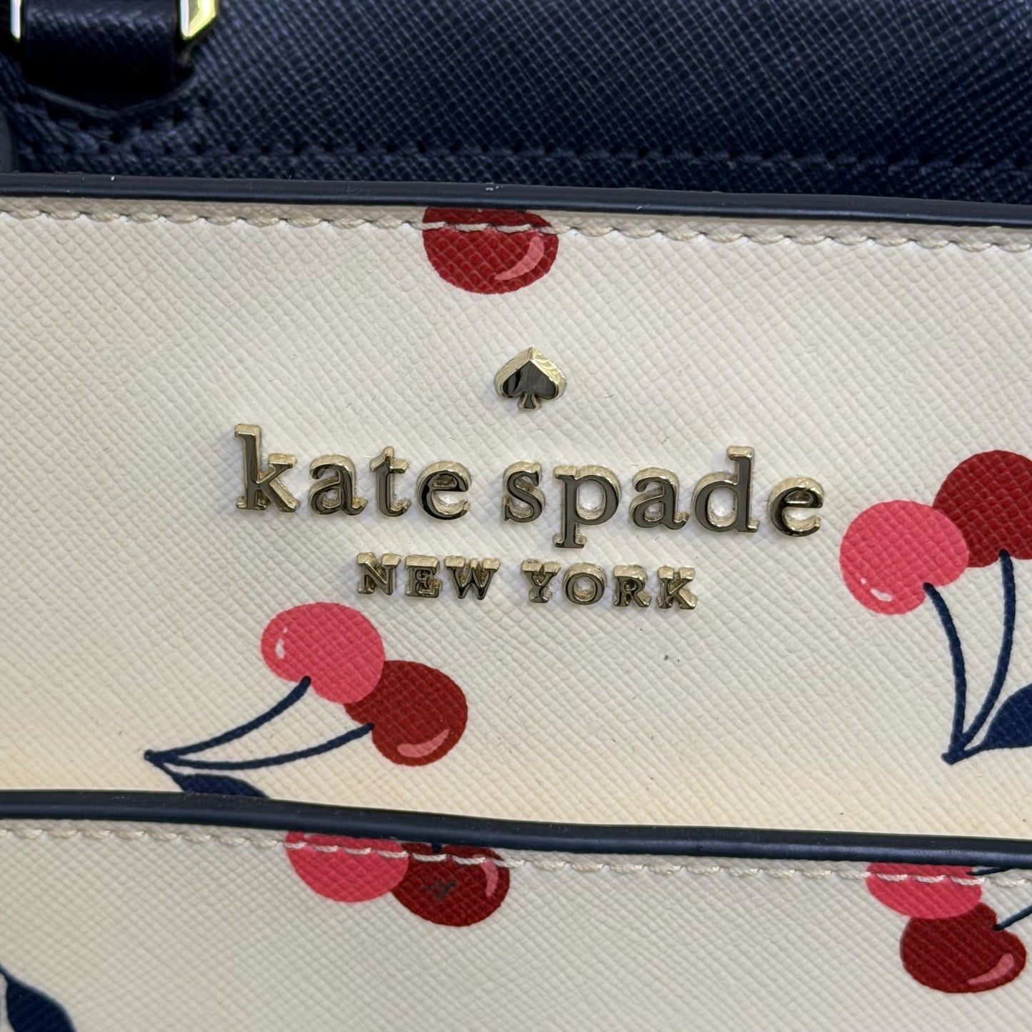Kate Spade New York Cherry Print Satchel Crossbody Bag In Navy & Cream