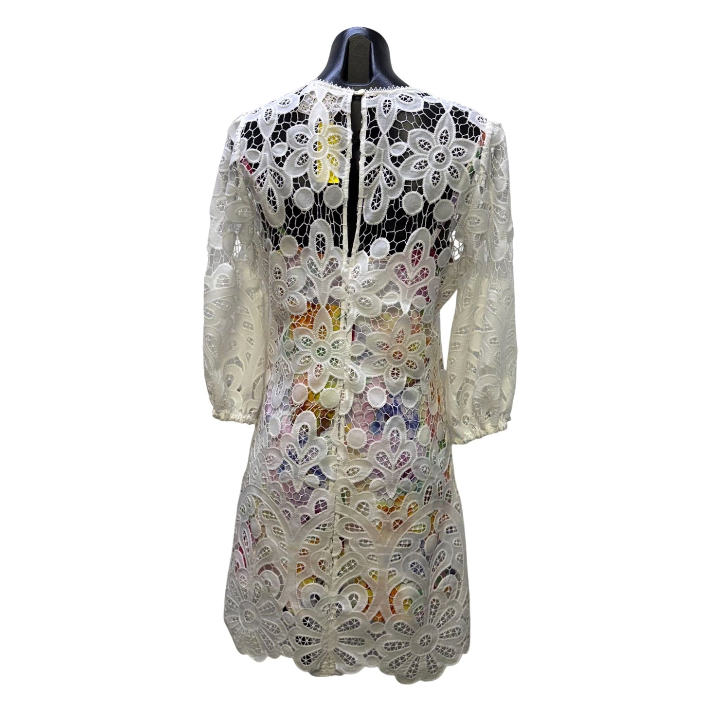 Johnny Was Jade White Floral Lace Dress & Slip Lined M