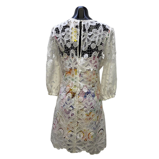 Johnny Was Jade White Floral Lace Dress & Slip Lined M