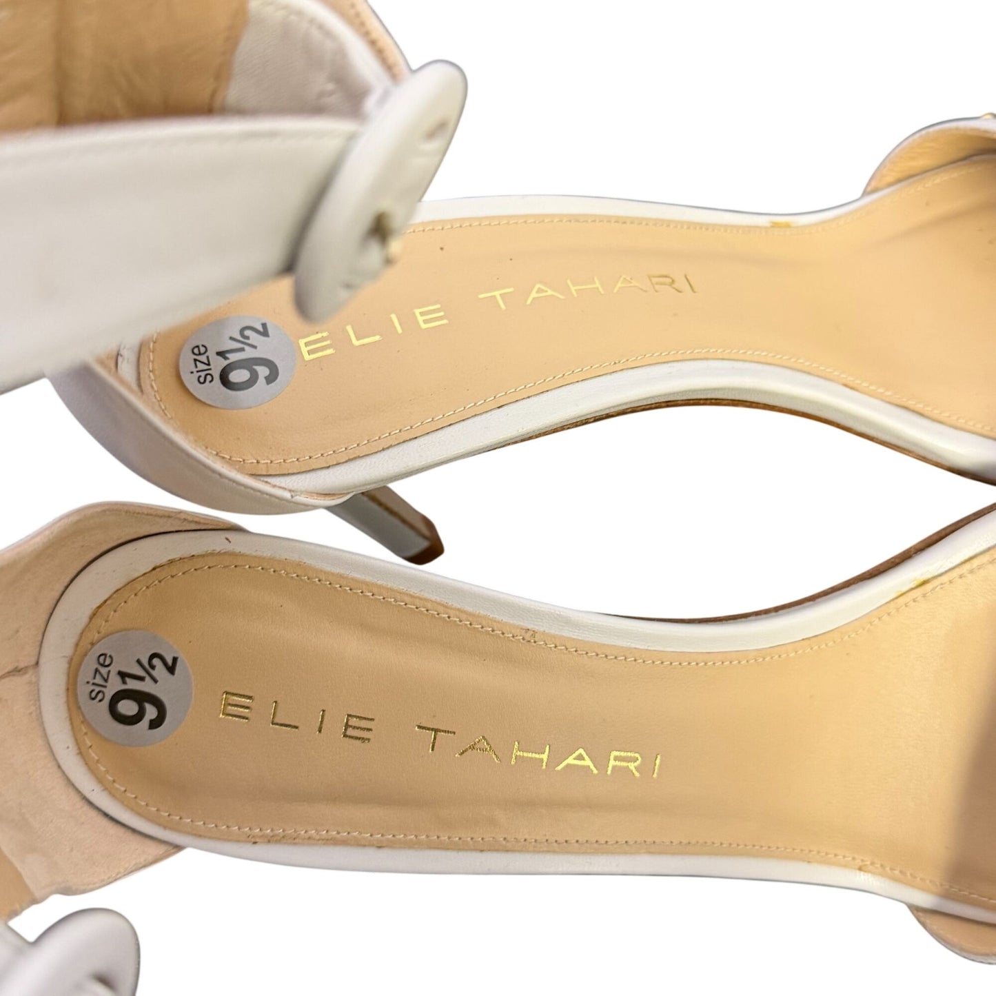 Elie Tahari White Embellished Heels Sandals W/ Bee Accent Size 9.5/40