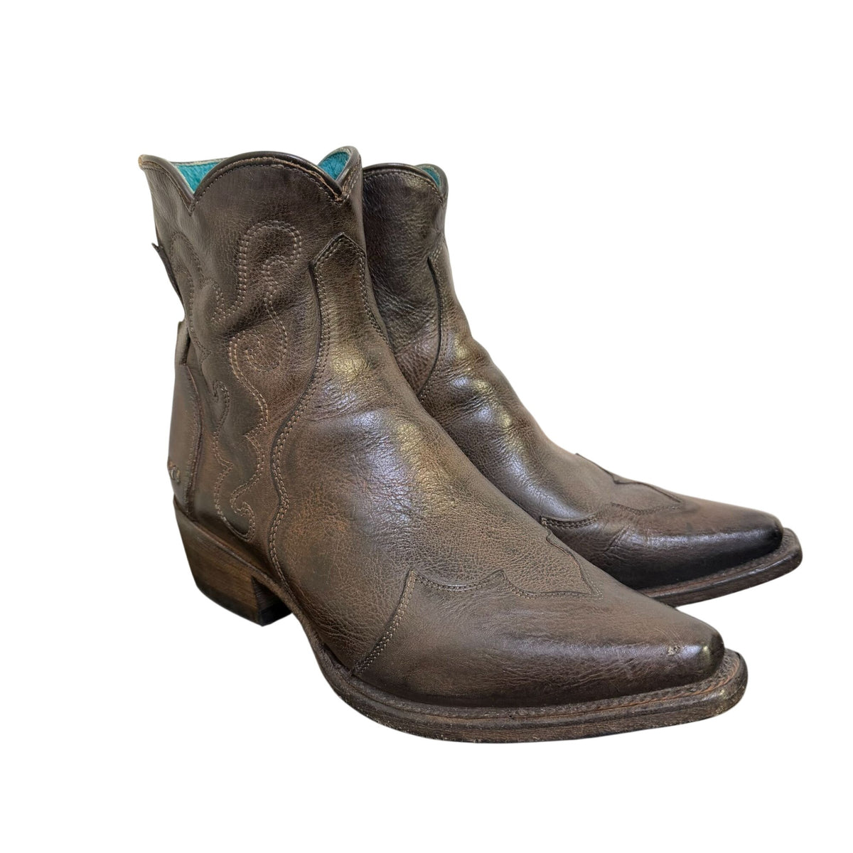 Bed Stu Brown Leather Western Ankle Boots Size 8.5