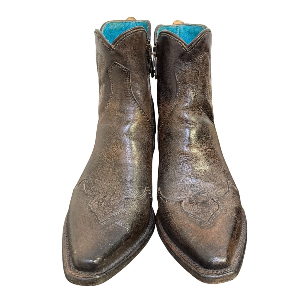 Bed Stu Brown Leather Western Ankle Boots Size 8.5