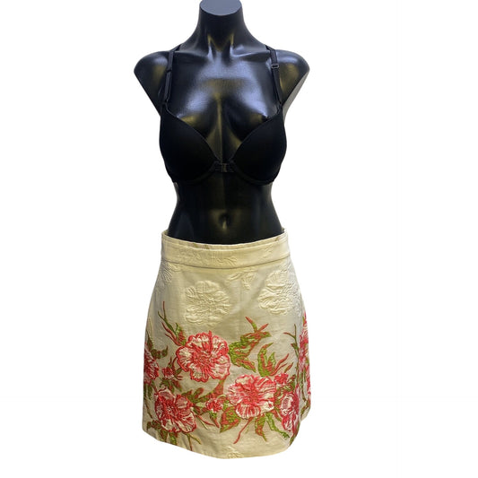 Blumarine Made In Italy Floral Embroidered Skirt White S