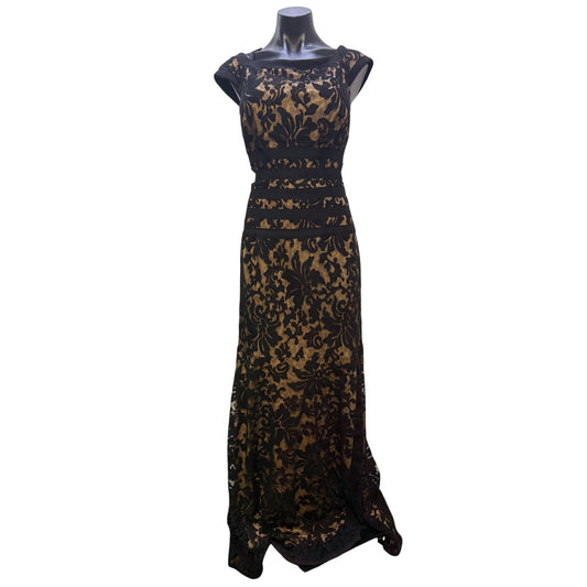 Tadashi Shoji Black & Nude Lace Gown Size 8