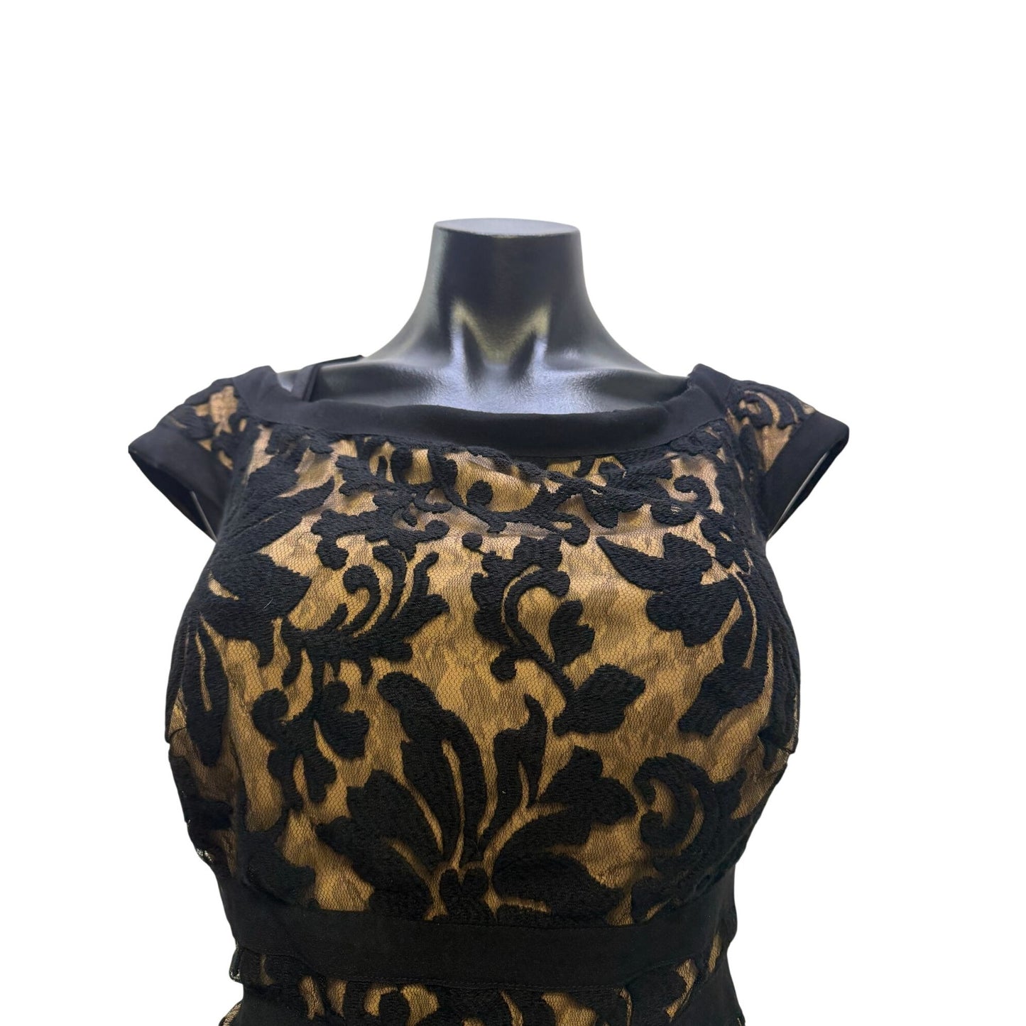 Tadashi Shoji Black & Nude Lace Gown Size 8