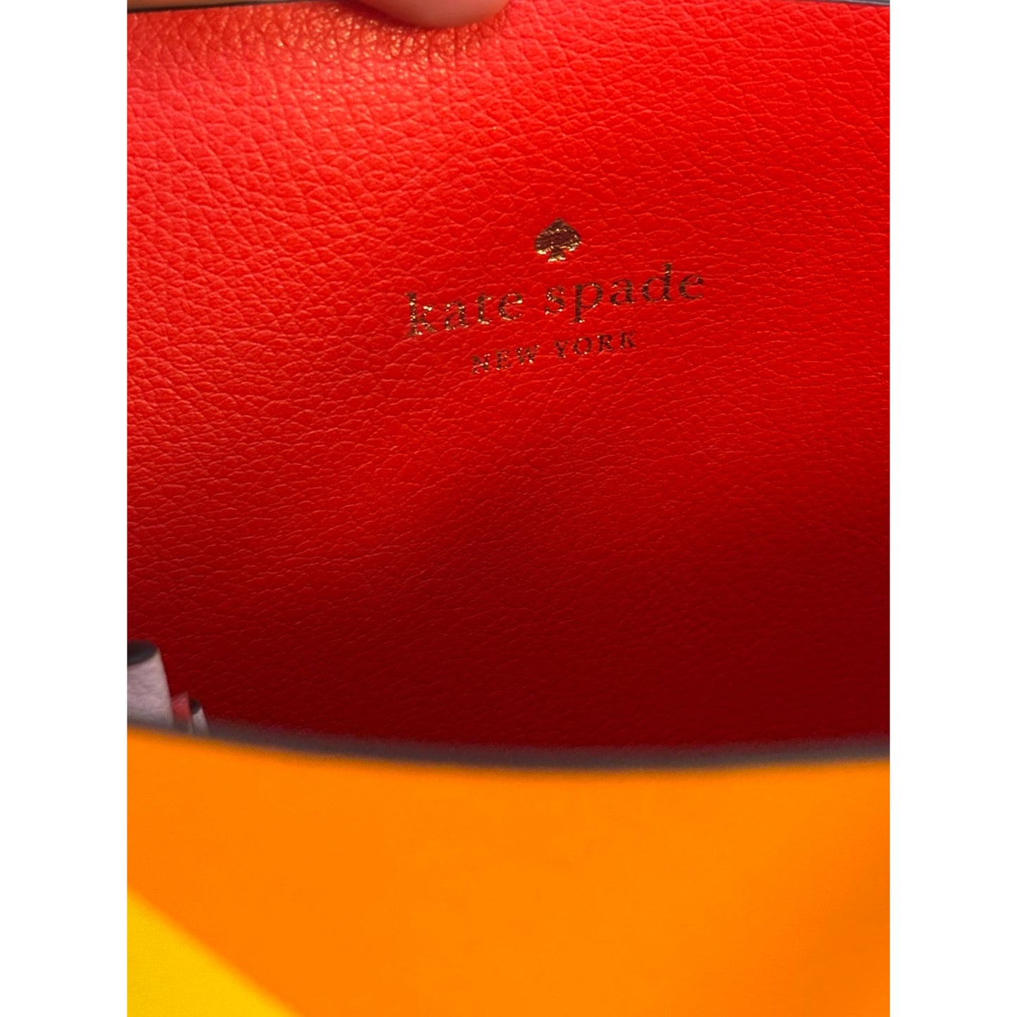 Kate Spade New York Rainbow Striped Leather Tote Bag With Red & White Handles