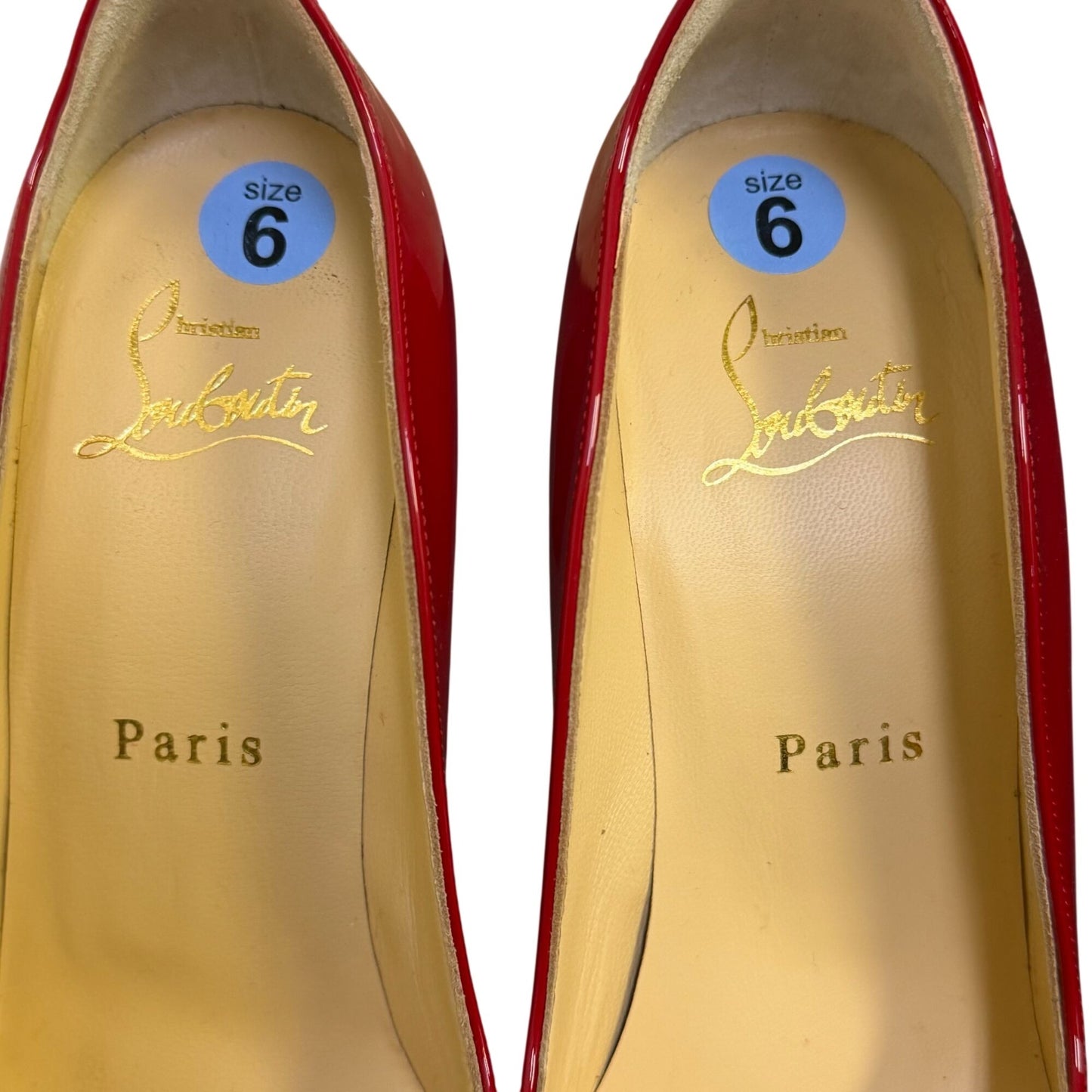 Christian Louboutin Elegant Red Patent Leather Wedge Heels Paris 6