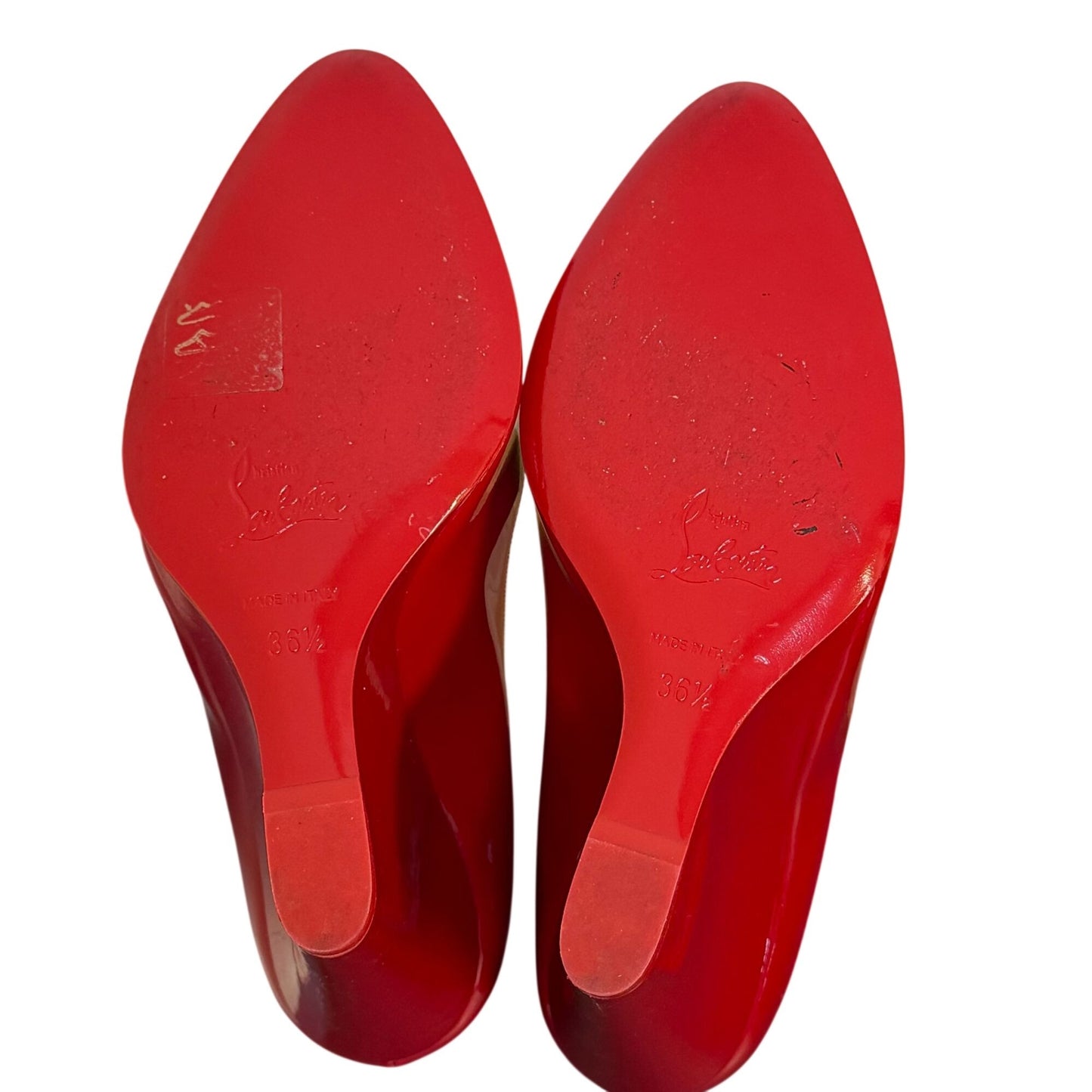 Christian Louboutin Elegant Red Patent Leather Wedge Heels Paris 6
