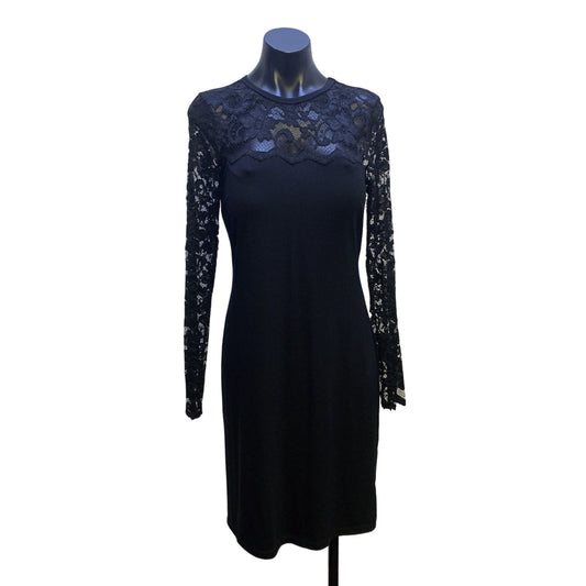 NWT Karen Kane Black Lace Yoke & Sleeves Dress Size Small