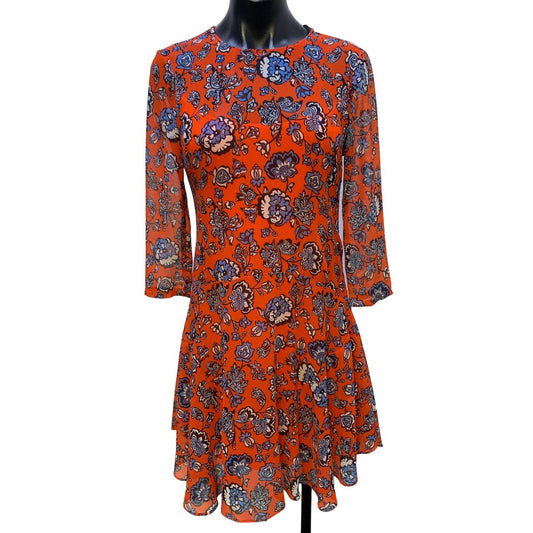 *Donna Morgan Orange & Blue Floral Print Size 0