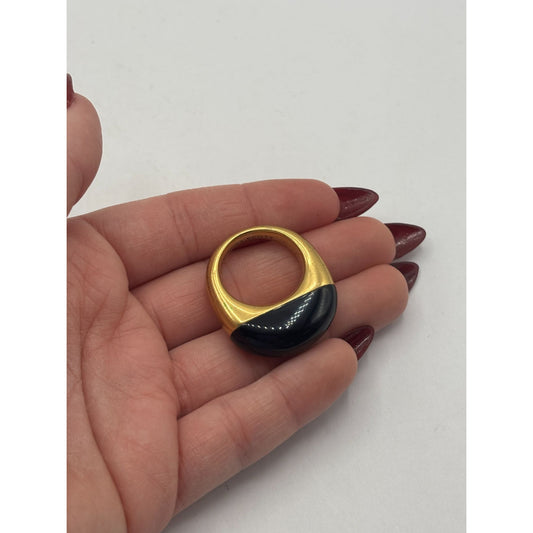 Kendra Scott Black & Gold Statement Ring Size 7.5