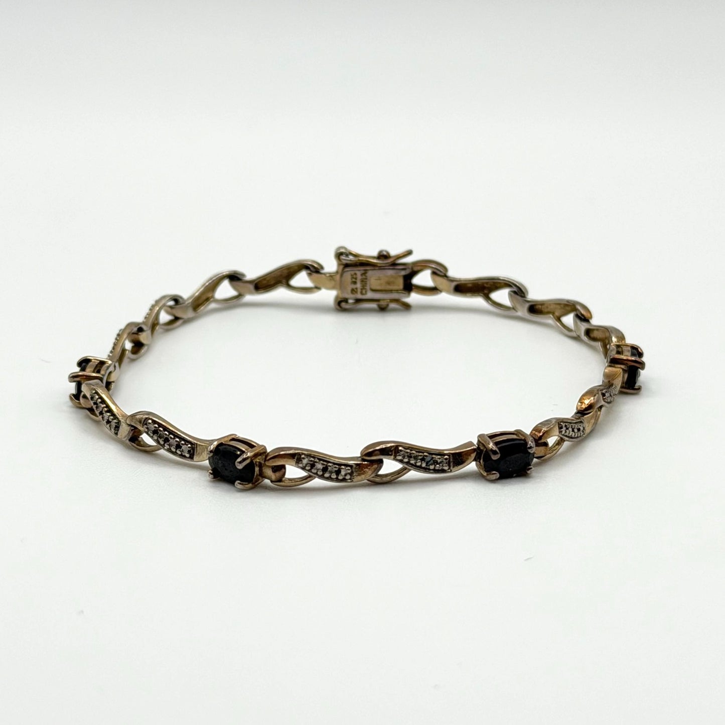 Sapphire & Diamond Accent 925 Sterling Silver Bracelet