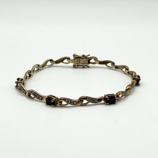 Sapphire & Diamond Accent 925 Sterling Silver Bracelet