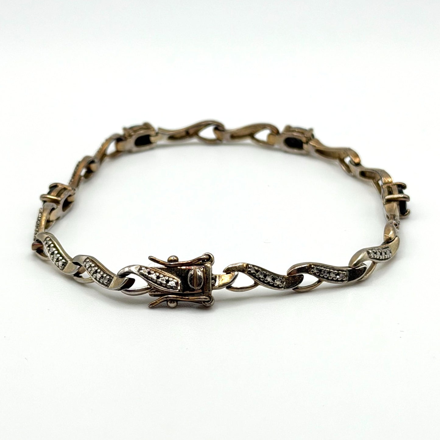 Sapphire & Diamond Accent 925 Sterling Silver Bracelet