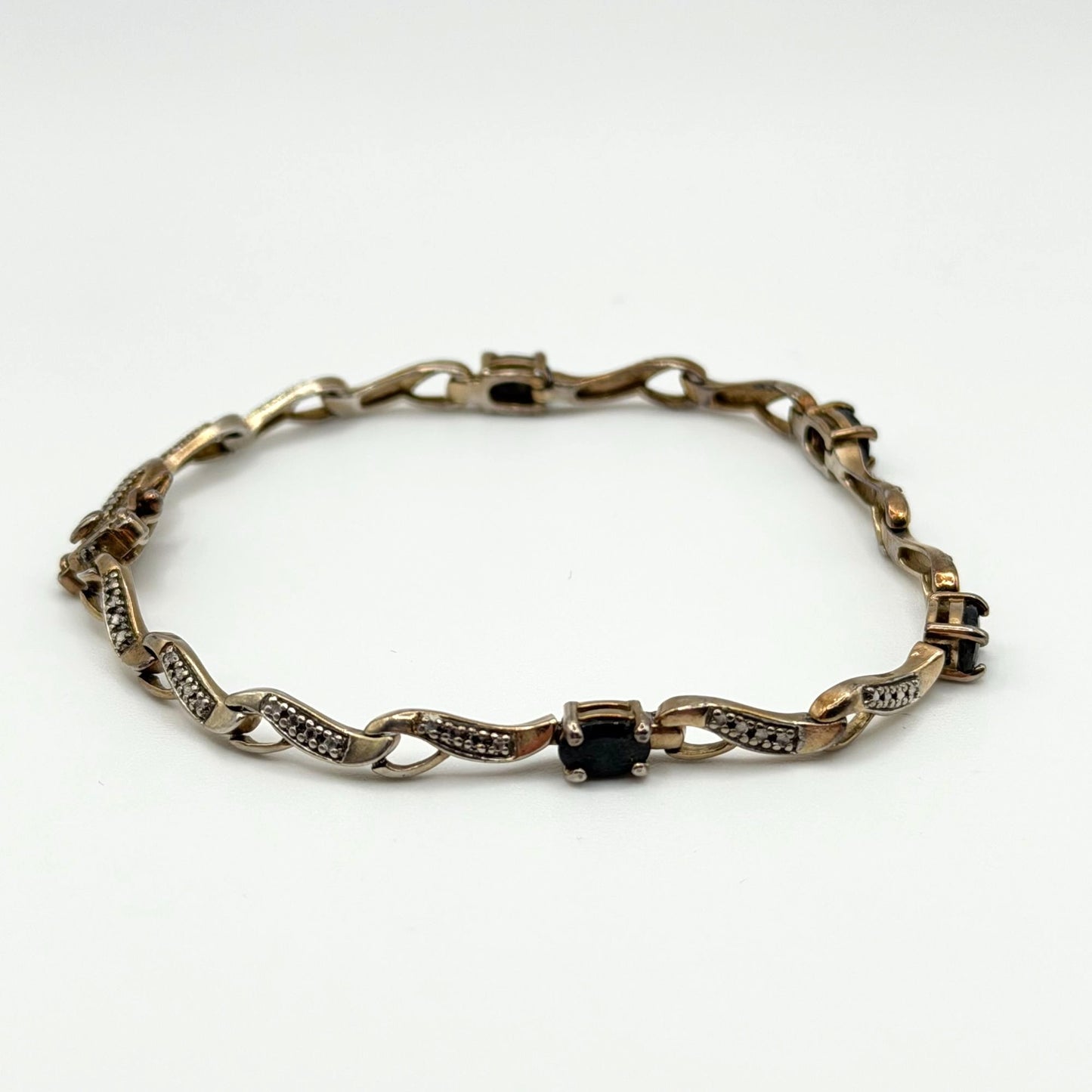 Sapphire & Diamond Accent 925 Sterling Silver Bracelet