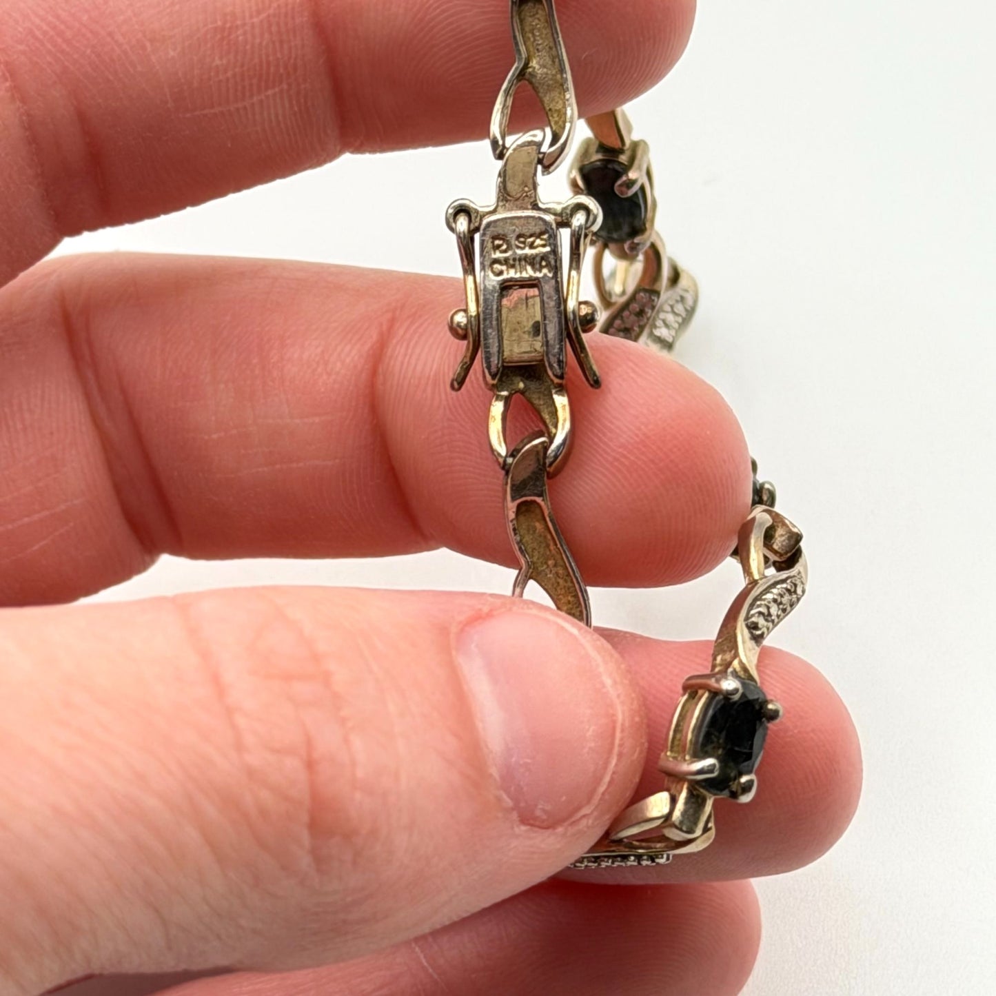 Sapphire & Diamond Accent 925 Sterling Silver Bracelet