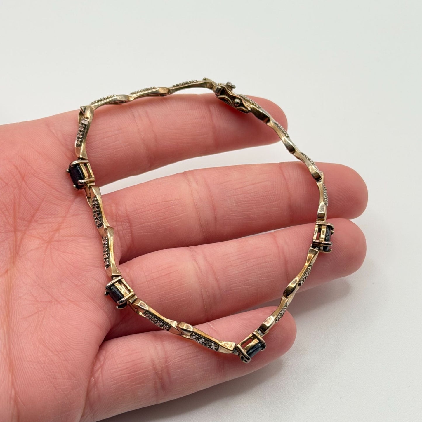 Sapphire & Diamond Accent 925 Sterling Silver Bracelet