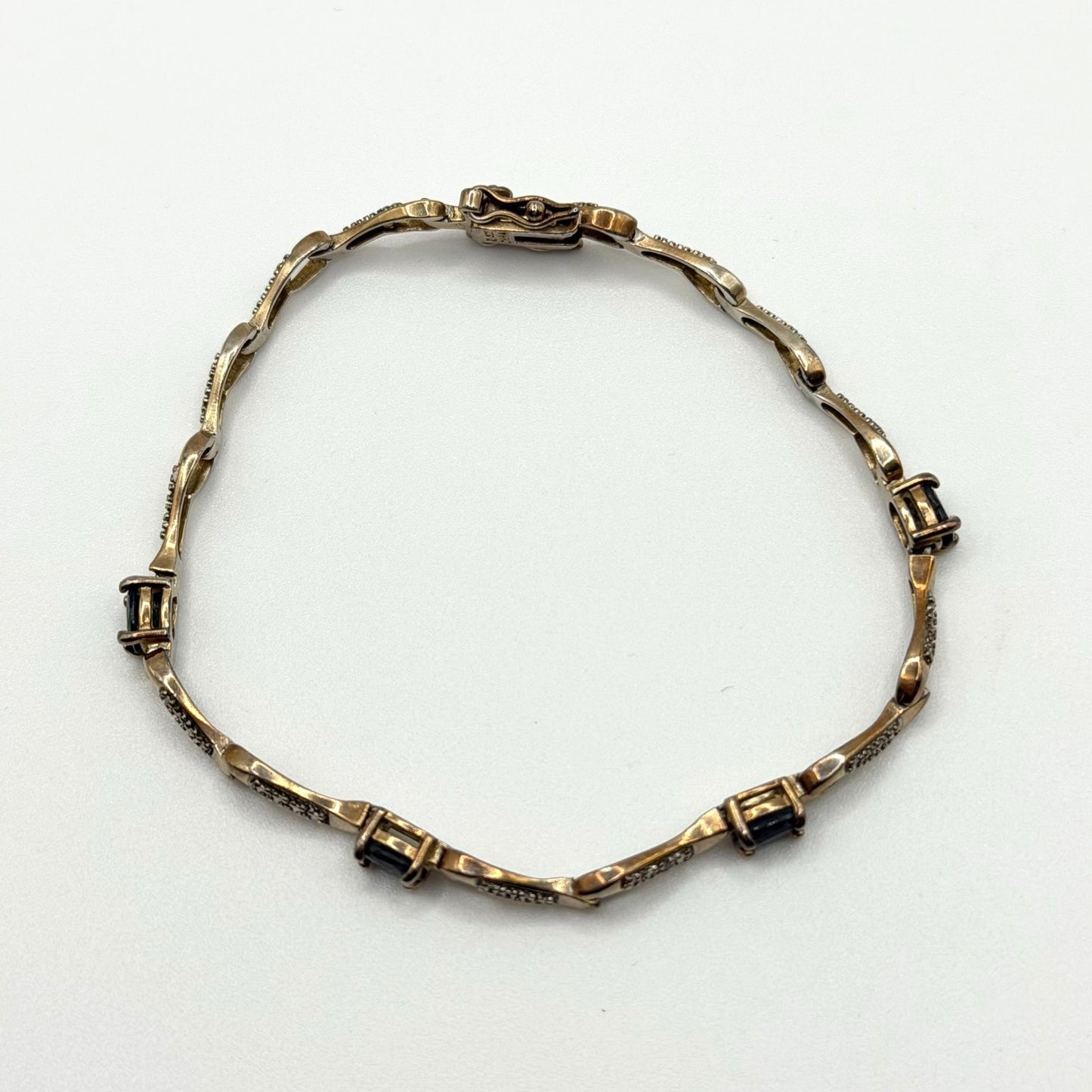 Sapphire & Diamond Accent 925 Sterling Silver Bracelet