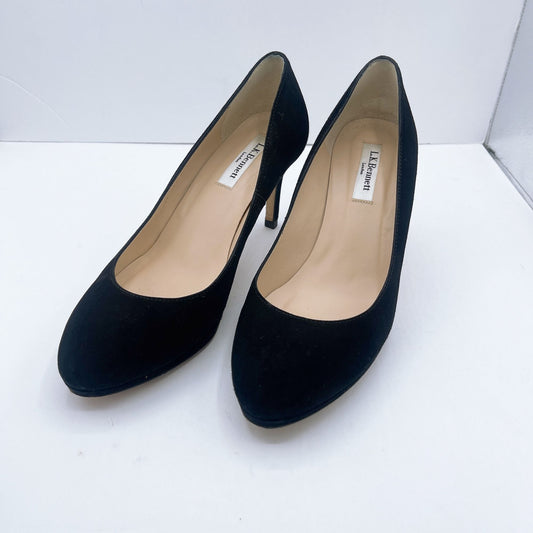 L.K. Bennett Black Suede Pump Heels Shoes Size 8 /38.5