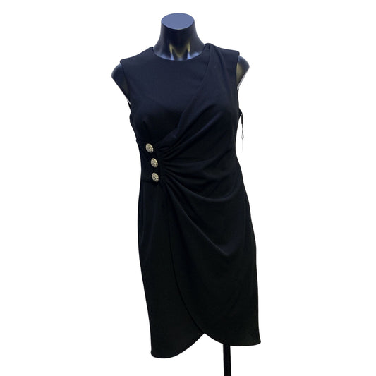 NWT Calvin Klein Black w/Jeweled Buttons Sleeveless Dress Size 6