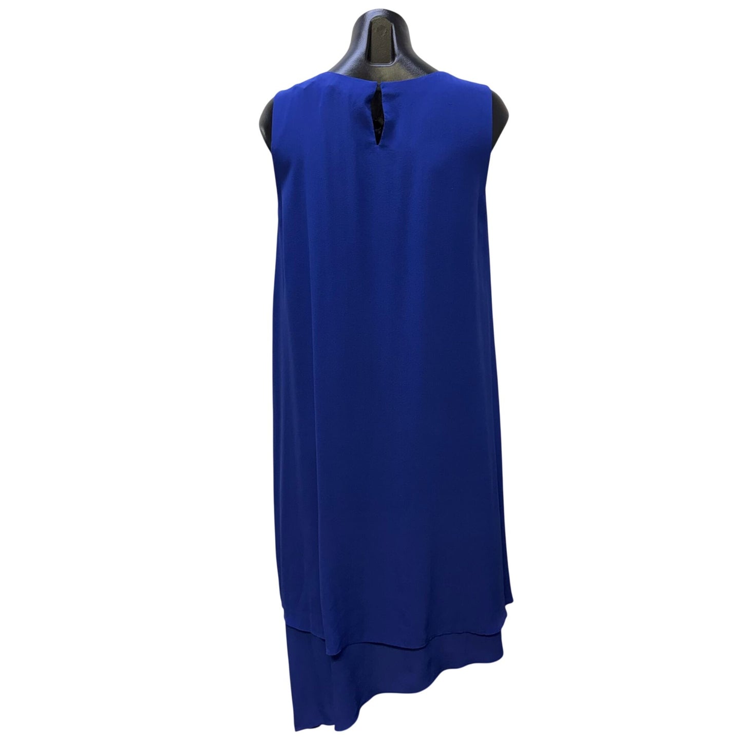 Eileen Fisher Silk Sleeveless Asymmetrical Hem Dress In Cobalt Blue Size M