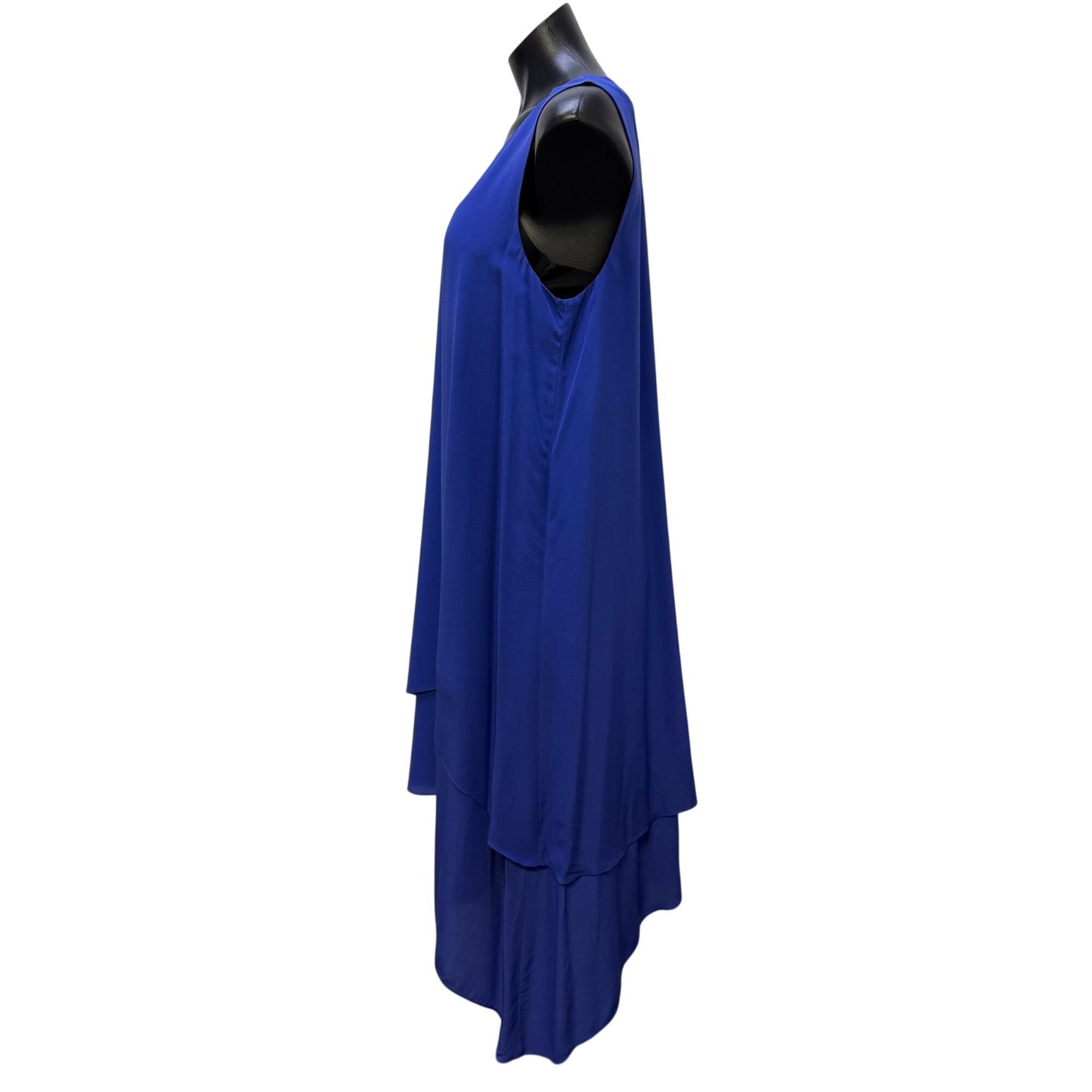 Eileen Fisher Silk Sleeveless Asymmetrical Hem Dress In Cobalt Blue Size M