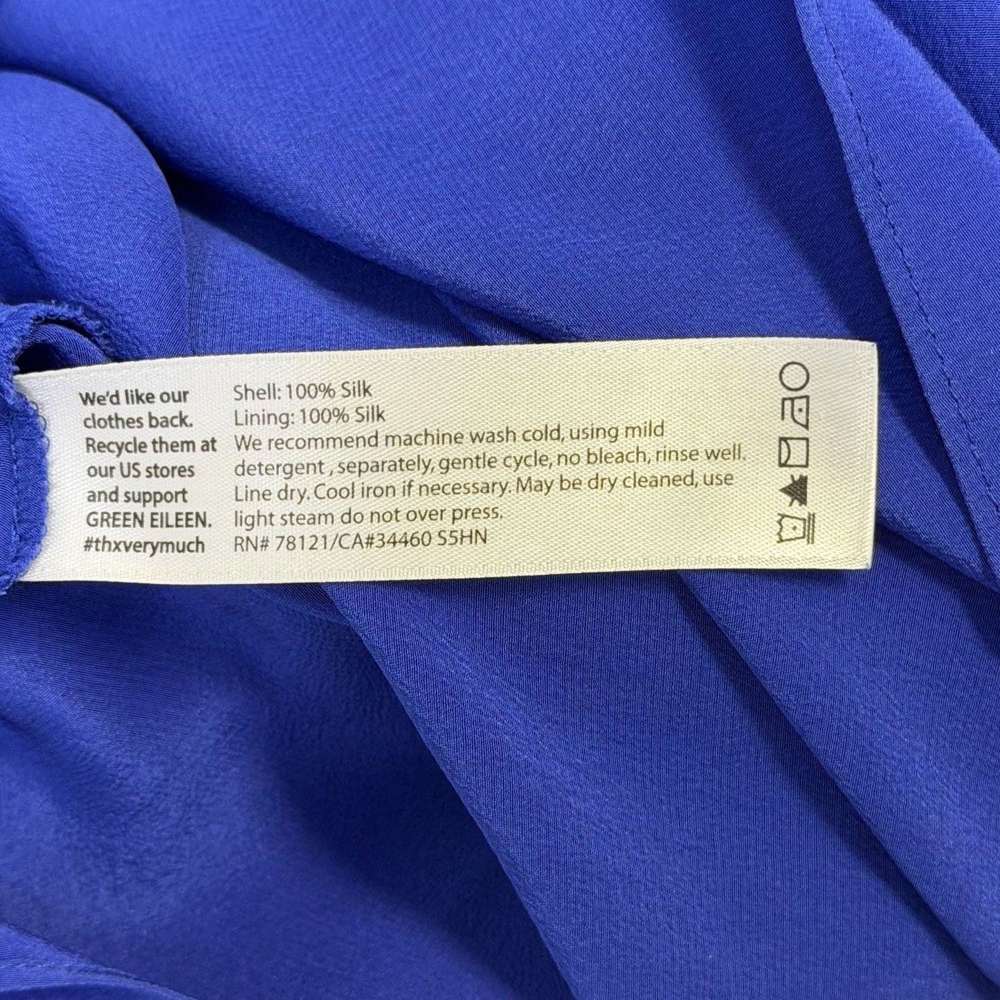 Eileen Fisher Silk Sleeveless Asymmetrical Hem Dress In Cobalt Blue Size M