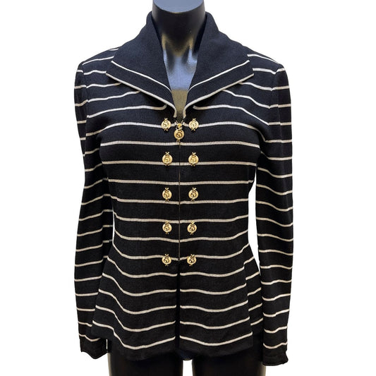 St. John Black & White Knit Jacket Size 2