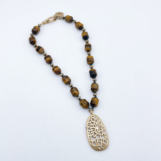 Vintage Sigrid Olsen Brown Tiger Eye Chunky Beads Pendant